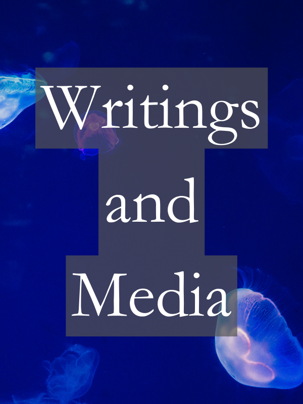 about page link to writings and media