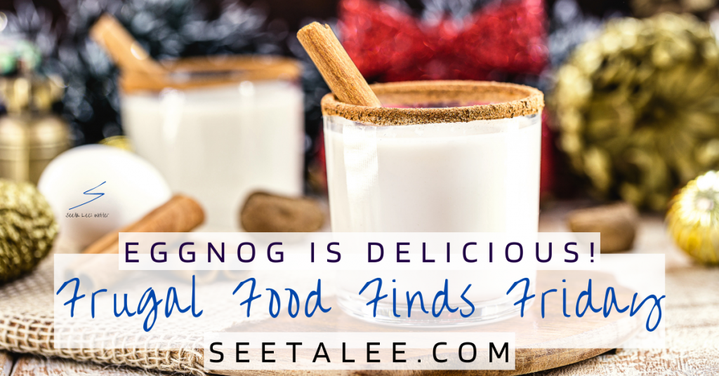 decorative image of eggnog in a winter holiday setting
